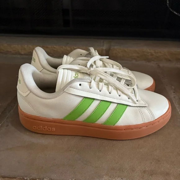 Adidas Womens Grand Court Alpha Lace Up Sneakers Casual Off White Green Size 8.5 - Picture 6 of 16